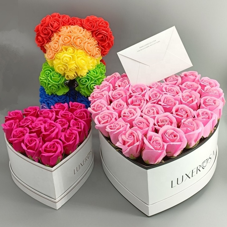 Wholesale high quality heart shaped flower box with sponge for preserved roses