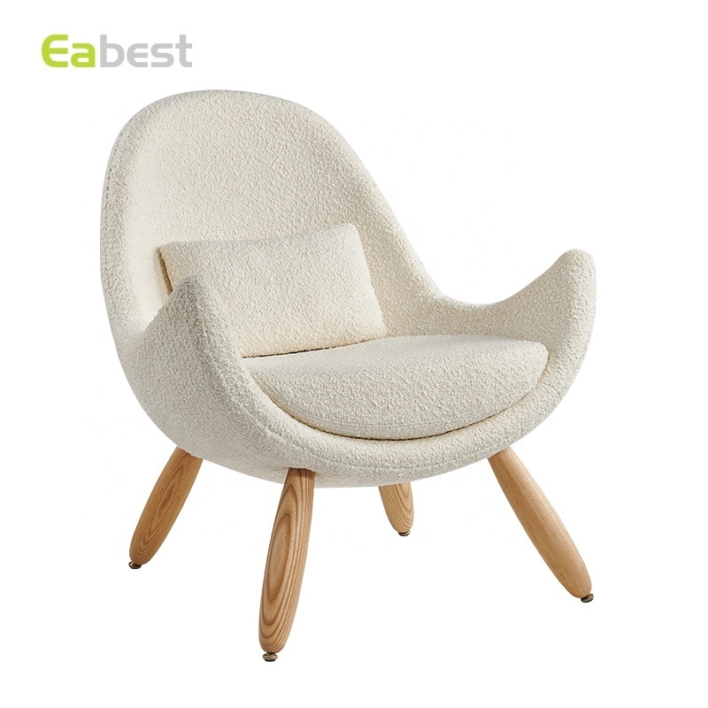 Manufactured  Egg Design Living Room Chair Especially For True Art Lovers /White Sheep Accent Chair With Wooden Legs