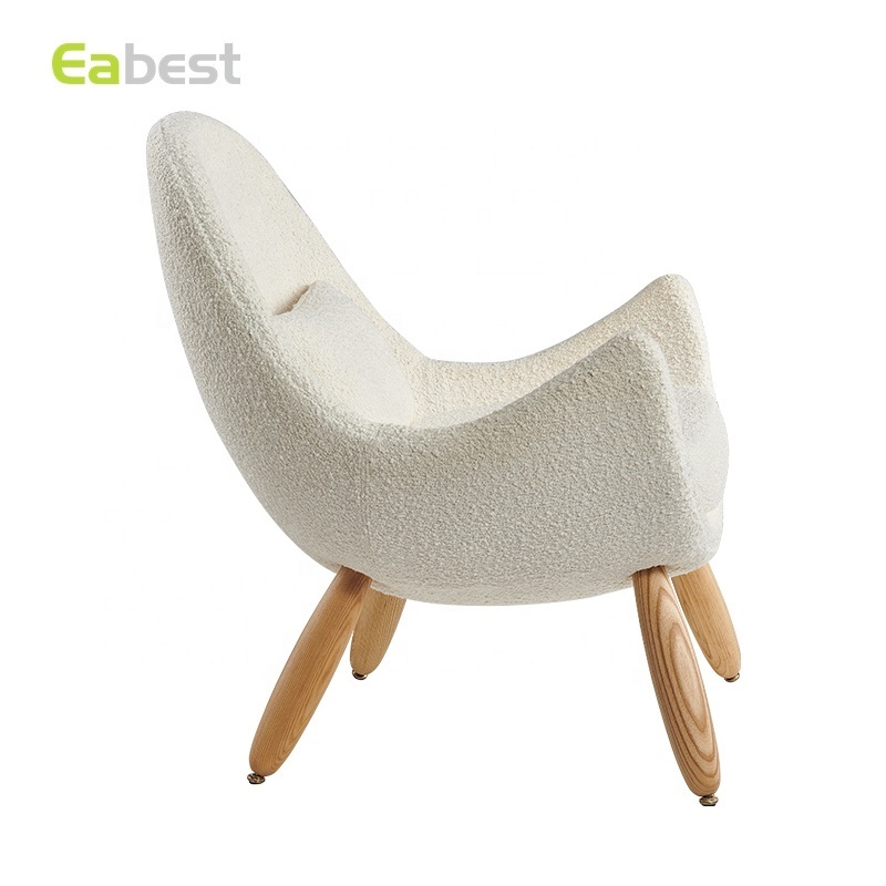 Manufactured  Egg Design Living Room Chair Especially For True Art Lovers /White Sheep Accent Chair With Wooden Legs