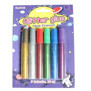 OEM Factory Non Toxic10ML 6 Colors Glitter Glue Set Craft Kids Glitter Glue For Drawing