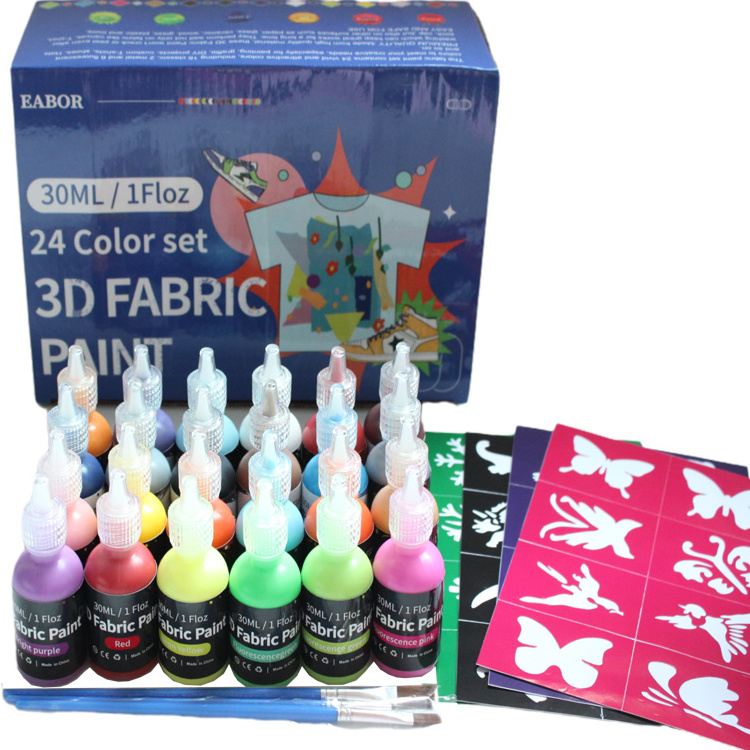 Fabric Paint for Clothes 24 Colors Soft Permanent Textile Paint Washable Fabric Paint Set for Clothes Canvas Bags DIY Art