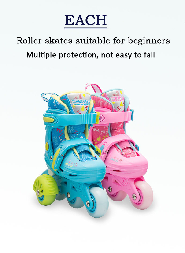 EACH Adjustable Skate Wear-resisting & Breathable Roller Skates  Single Flashing Roller Removable Roller Skate Shoes For Begin