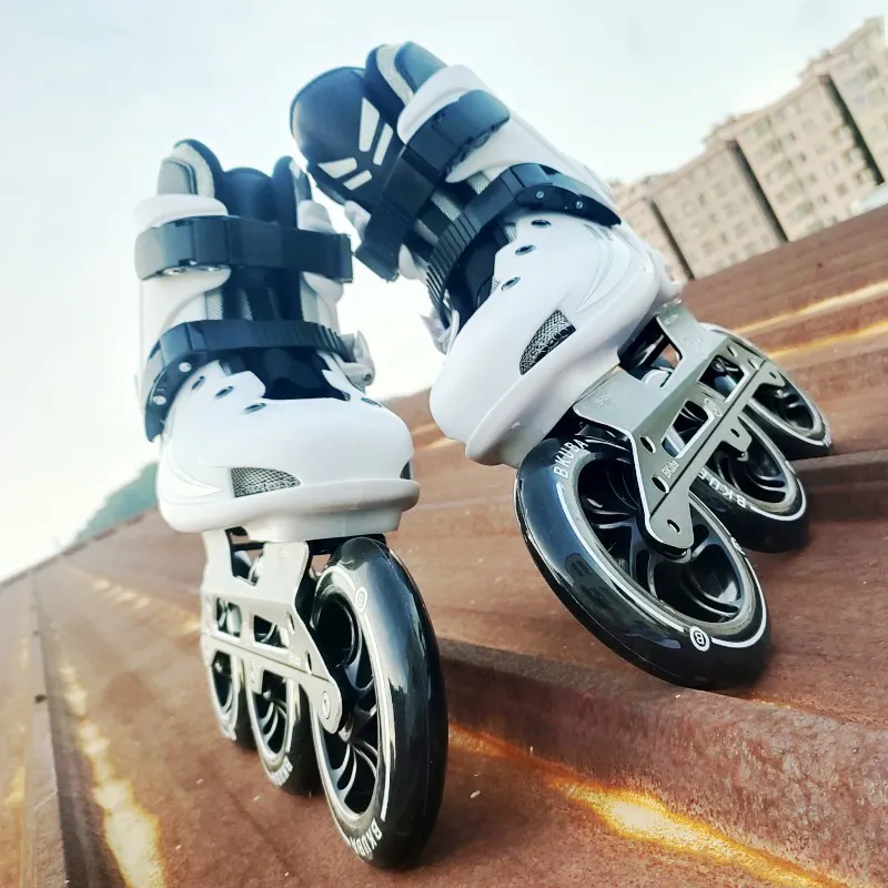 Adult children's Large Three Wheels Speed Skates Racing Roller Skating Street Large Size 125mm Wheels Skates