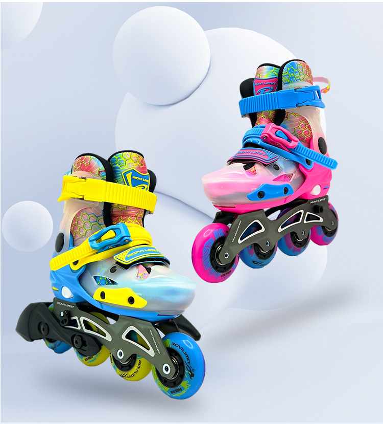 EACH Wholesale Kids' Adjustable PU Roller Skates Customizable Professional Level Outdoor Inline Skates with Aluminum Chassis