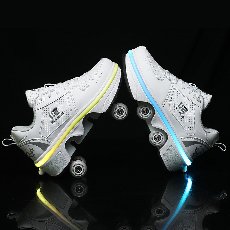 EACH Deformed Kick Out Wheel Shoes Skate Kick Roller Skate Shoes Roller Skates Run shoes For Girls Kids