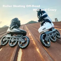 Adult children's Large Three Wheels Speed Skates Racing Roller Skating Street Large Size 125mm Wheels Skates