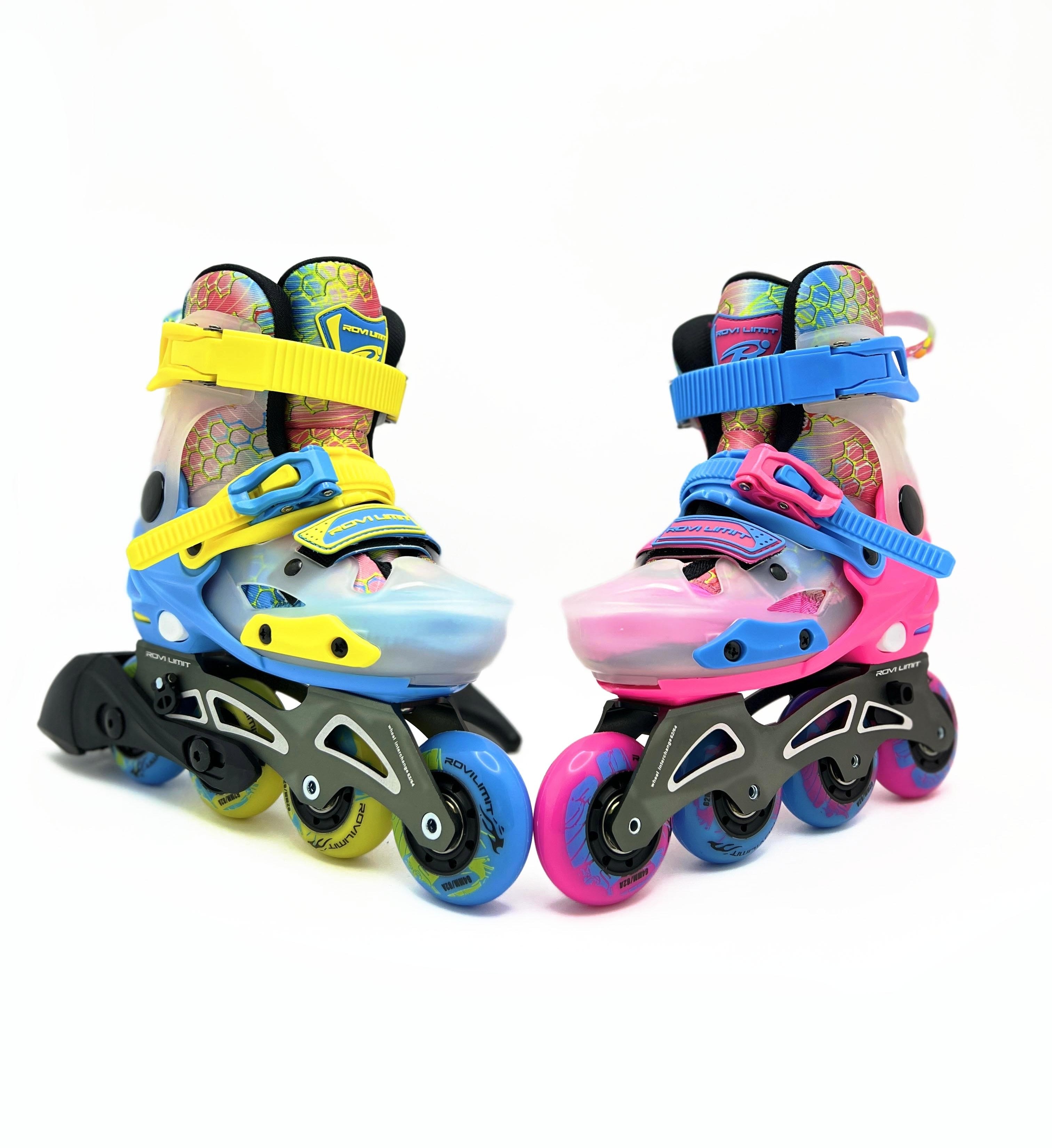 EACH Wholesale Kids' Adjustable PU Roller Skates Customizable Professional Level Outdoor Inline Skates with Aluminum Chassis