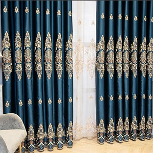 Wholesale Low MOQ Embroidery European Style Curtain for Living Room Bedroom Luxury Modern Polyester Black Out BedRoom Curtains