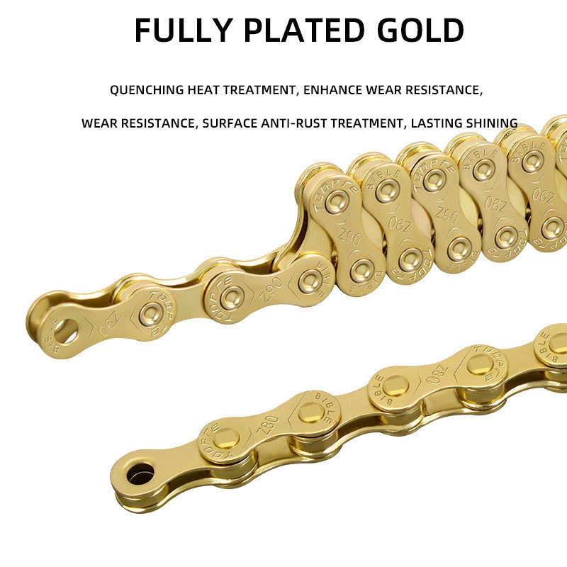 Mountain Bike Golden Chain Road Bike 6/7/8 Speed 9 10 11s Variable Speed Chain Full Plating Anti-Rust Bicycle Chain