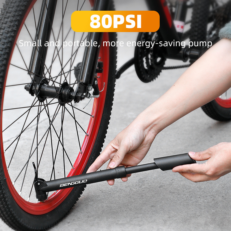 Mini Bike Pump Manual 80PSI Bicycle Pump Portable Pump For Swim Ring Basketball Soccer Bicycle Tire Repair Kit Bike Accessories