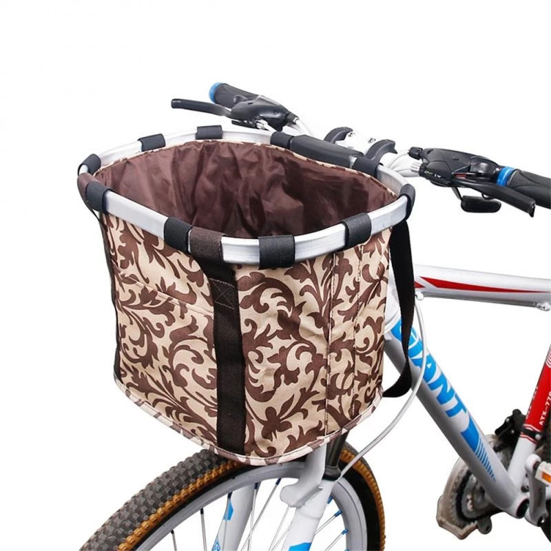 Bicycle Front Basket Bike Pet Carrier Pouch Bike Handlebar Tube Hanging Basket Detachable Fold Oxford Cloth Baggage Bag 5KG Load