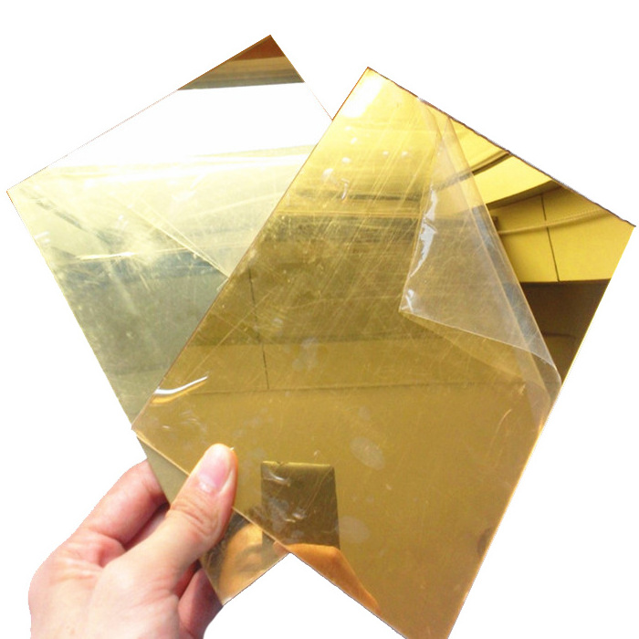 Wholesale Laser Cutting Colorful Gold PMMA Sheet Gold Mirror Mirrored Acrylic Sheet 0.8mm 1mm 2mm 1.5mm