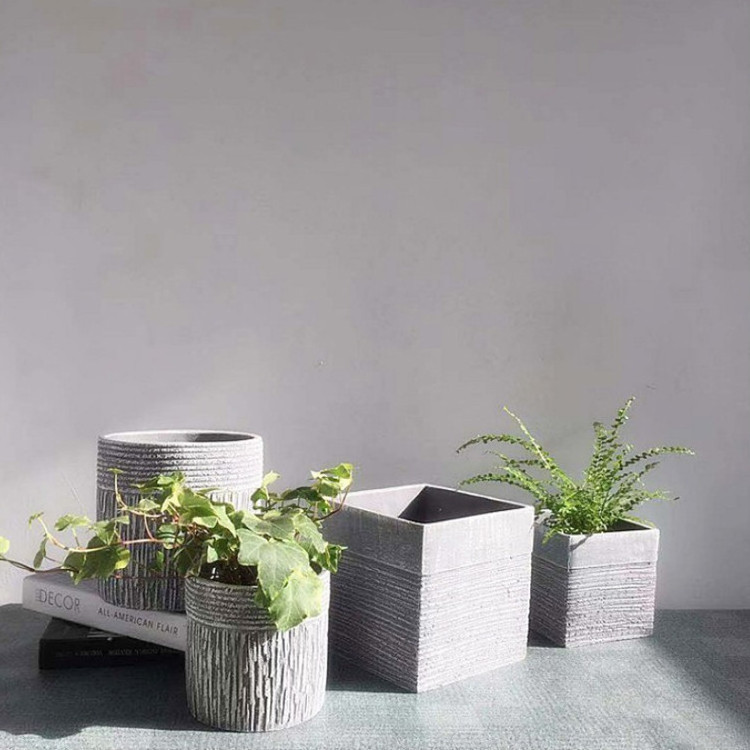 Factory direct selling indoor outdoor decor flower pots wholesale succulent planters square cactus pots cement plant pot