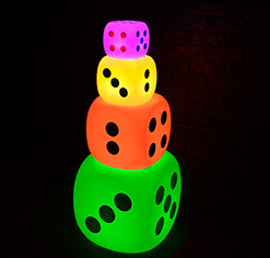 Type C Charging Plastic Led Light-emitting Dice Glowing Dice For Night Play Cube Dice Chair