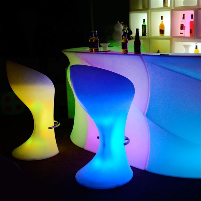 Modern led illuminated bar furniture light up table and stools led bar table