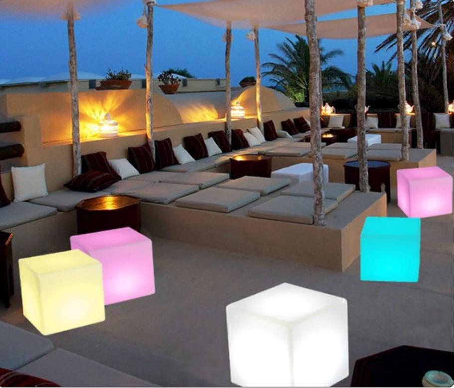 hot sale portable chair illuminated bar furniture plastic cube chair with led lighting