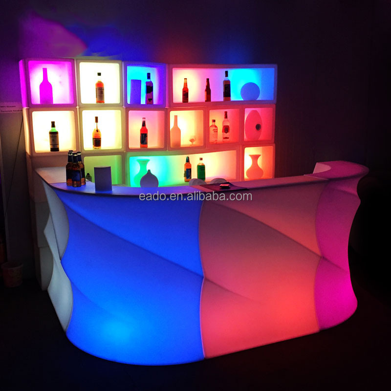 Customized PE Plastic Furniture LED Portable Bar Furniture Sets luminous LED bar counter for Nightclub