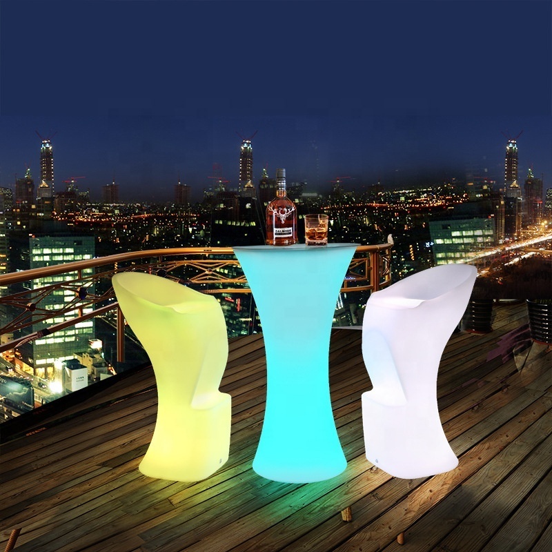 Outdoor Garden Led Light Chairs Tables Bar Furniture/Rechargeable Plastic Led Cube Bar Stool/ Nightclub Bar Led Furniture