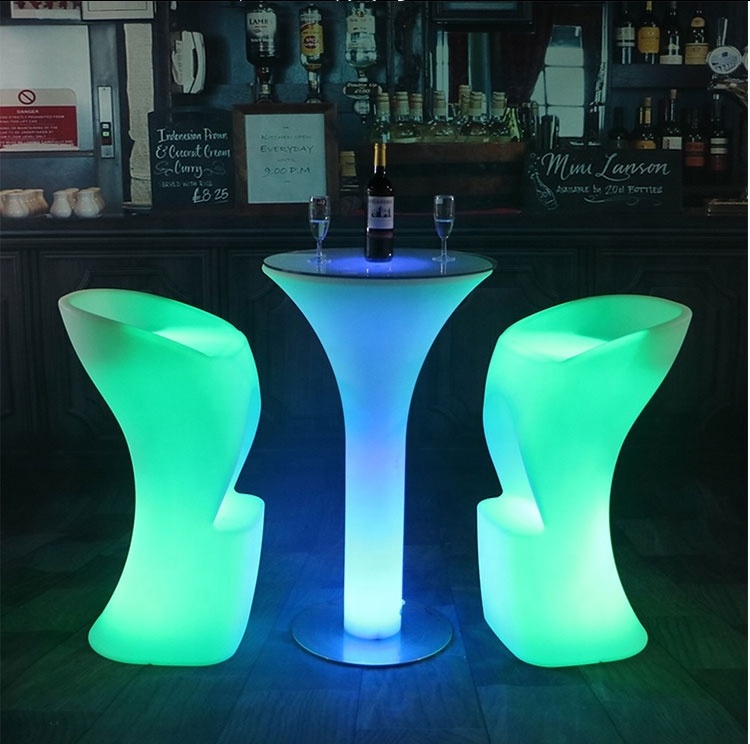 Outdoor Garden Led Light Chairs Tables Bar Furniture/Rechargeable Plastic Led Cube Bar Stool/ Nightclub Bar Led Furniture