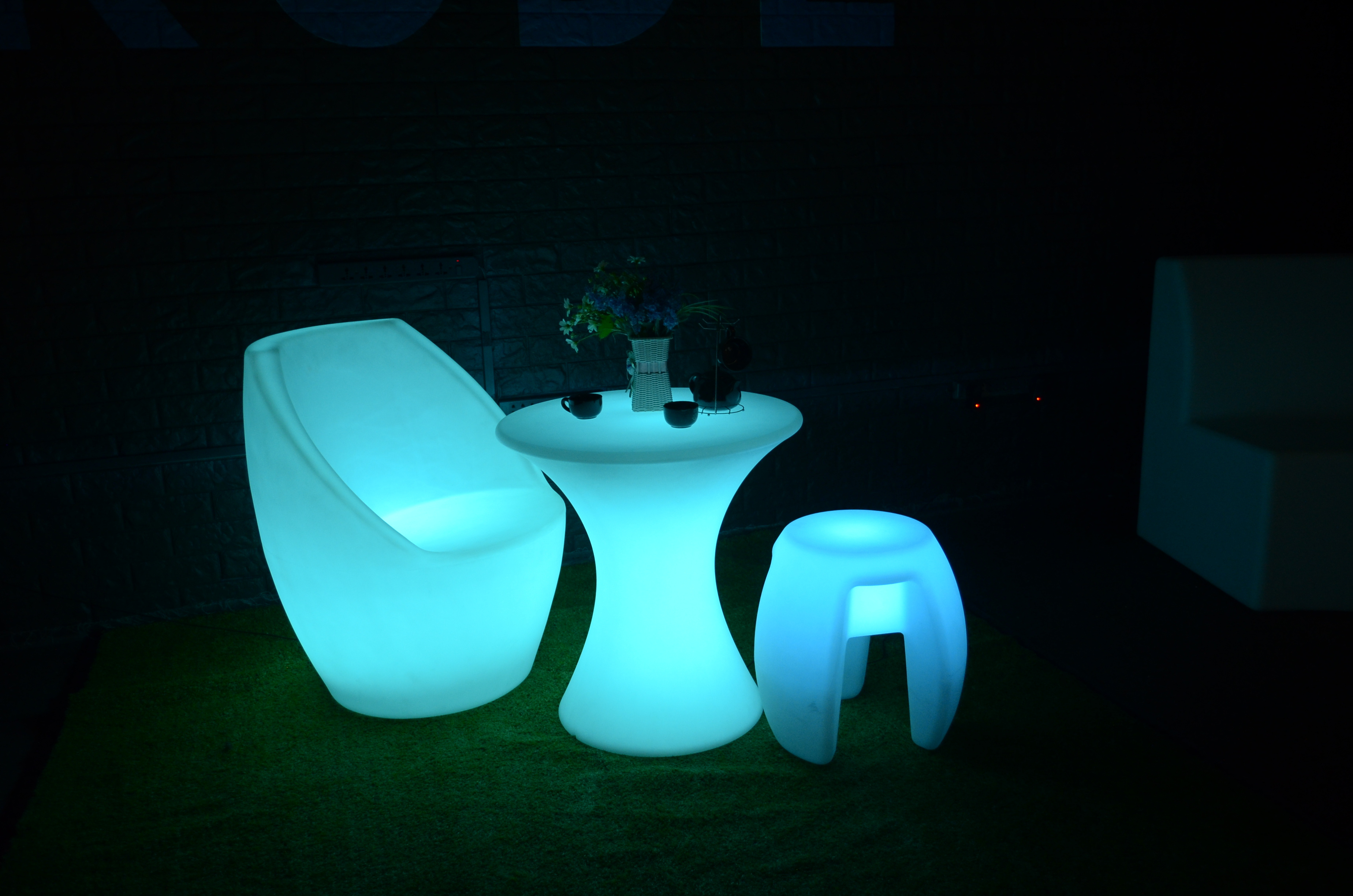 Led furniture With colorful Light Led Bench Long Stool Cube Chair Garden Chair Remote control