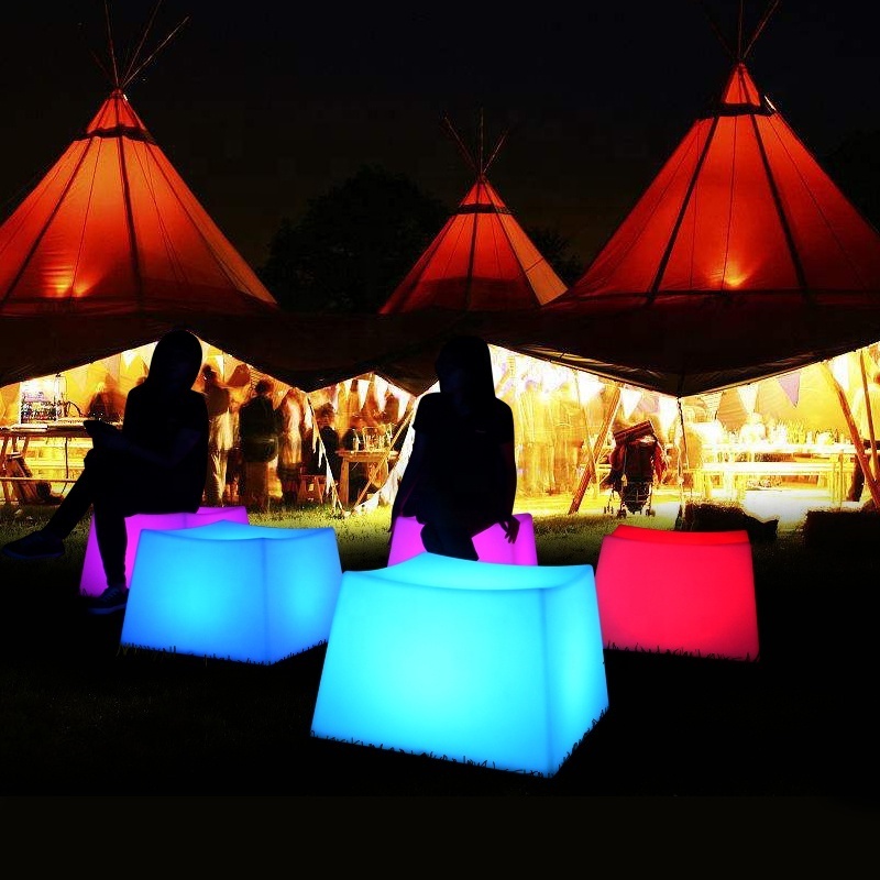 16 color changing IP65 outdoor led cube chair, led cube magic lighting promotional magic sitting cube