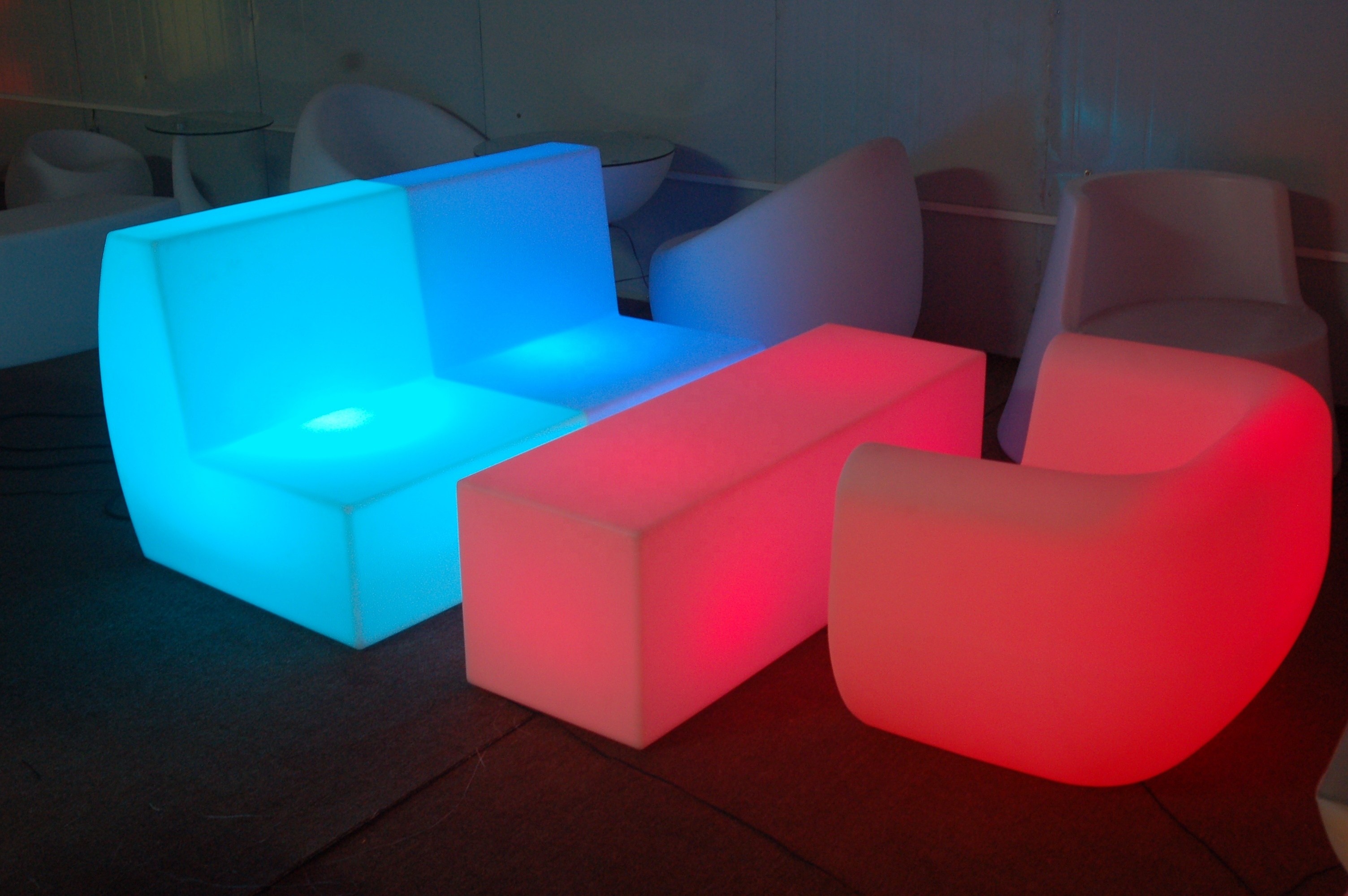 Waterproof Multiple Colors Change Plastic Led Bench Long Stool Chair Garden Chair With LED Light