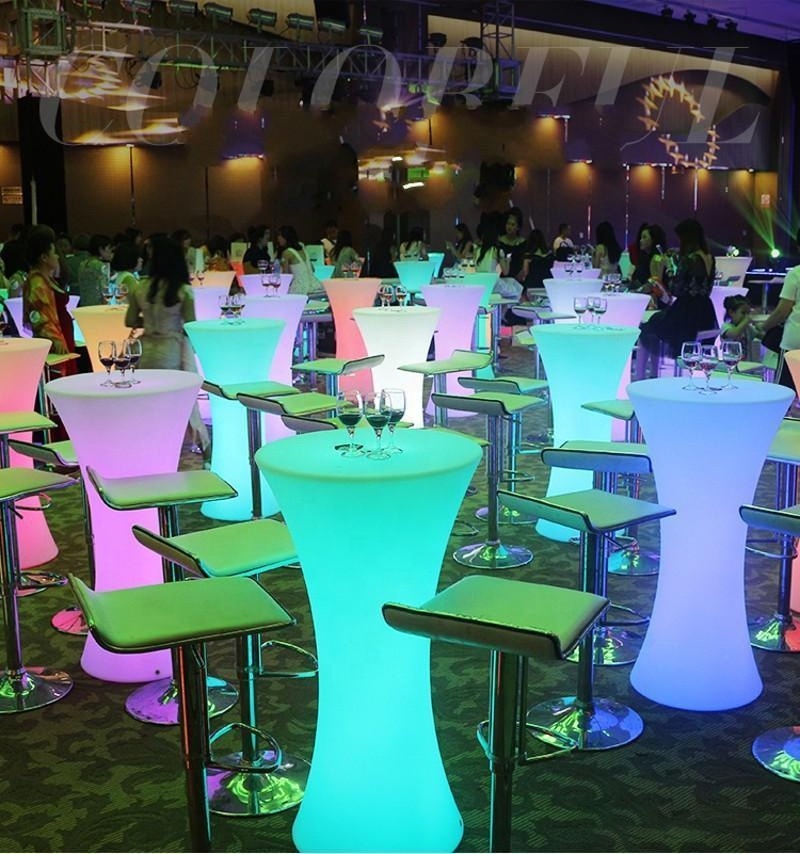 Glowing LED Bar Furniture Light up Cocktail Table and Chairs Illuminated Waterproof LED Bar Table led furniture