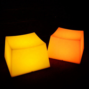 Color changing commercial outdoor bar stools light cube seat plastic led light bar stool cube chair bar chair