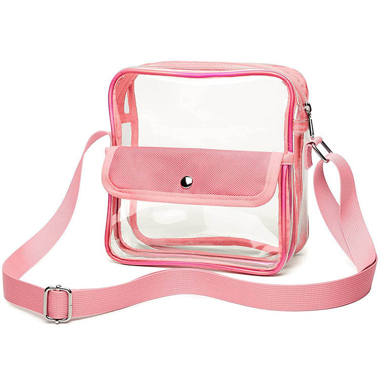 Wholesale clear pvc cylinder stadium crossbody bag monogram stadium approved clear purse Handbag