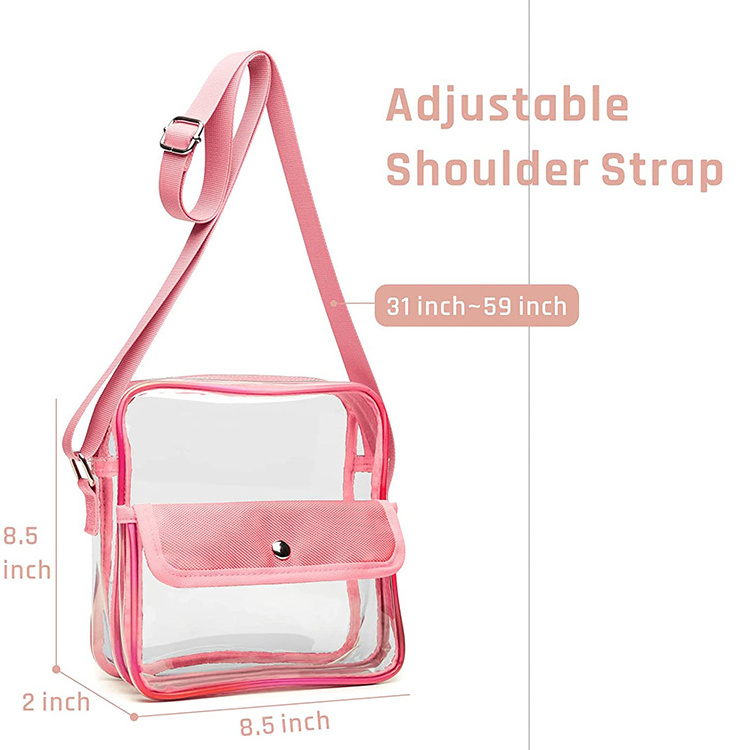 Wholesale clear pvc cylinder stadium crossbody bag monogram stadium approved clear purse Handbag