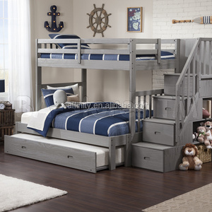 popular pine white natural and brown color bunk bed