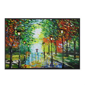 Huge Size Handmade Green Forest Landscape Palette Knife Oil Painting for Bedroom Wall Art Decor