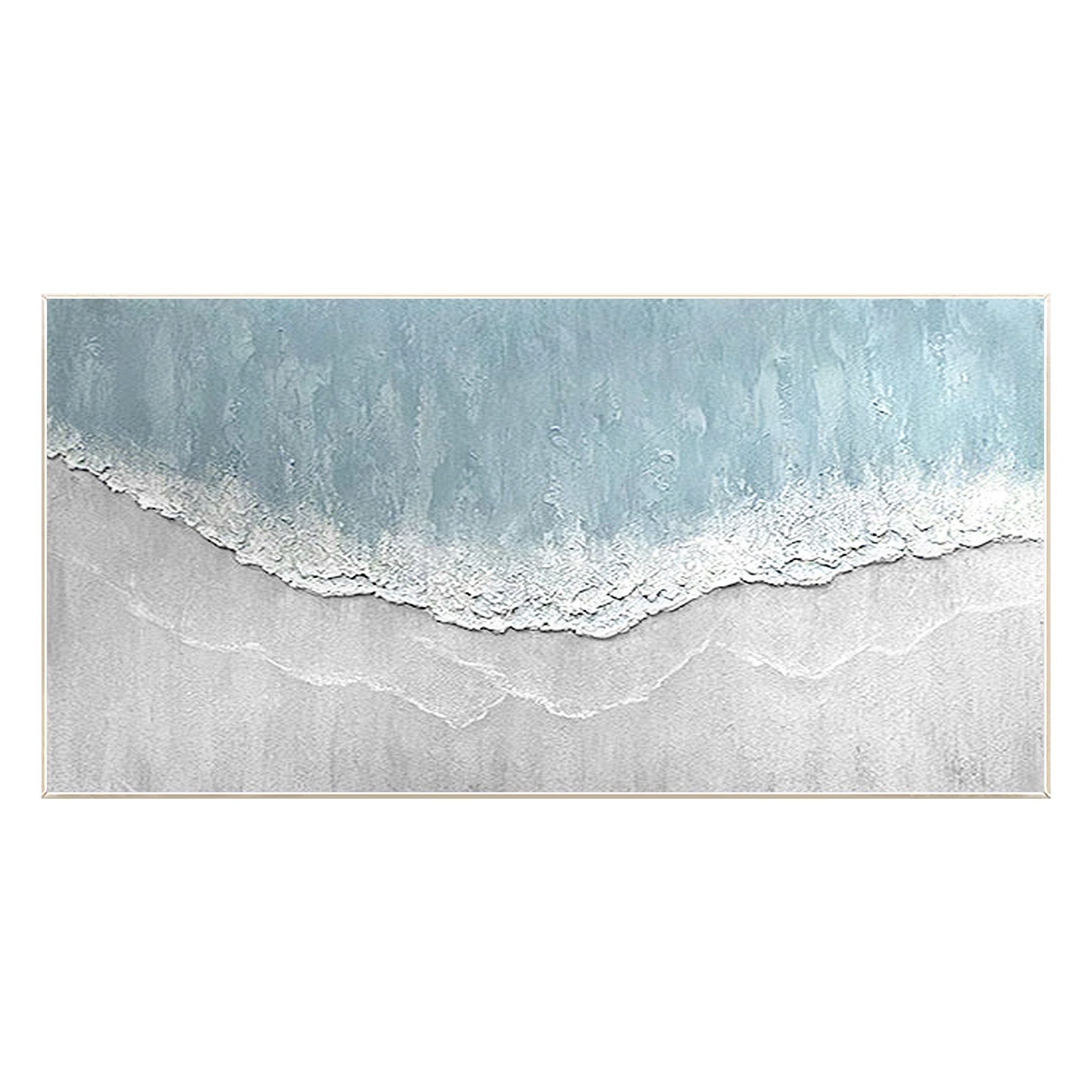 Handmade Abstract White blue waves paintings on Canvas Thick Texture 3D Relief Wall Art Decoration