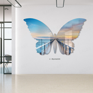 Irregular Carved Butterfly Unique Shape Prints Resin Painting On Acrylic Large Decor Landscape Artworks Painting Modern Wall Art