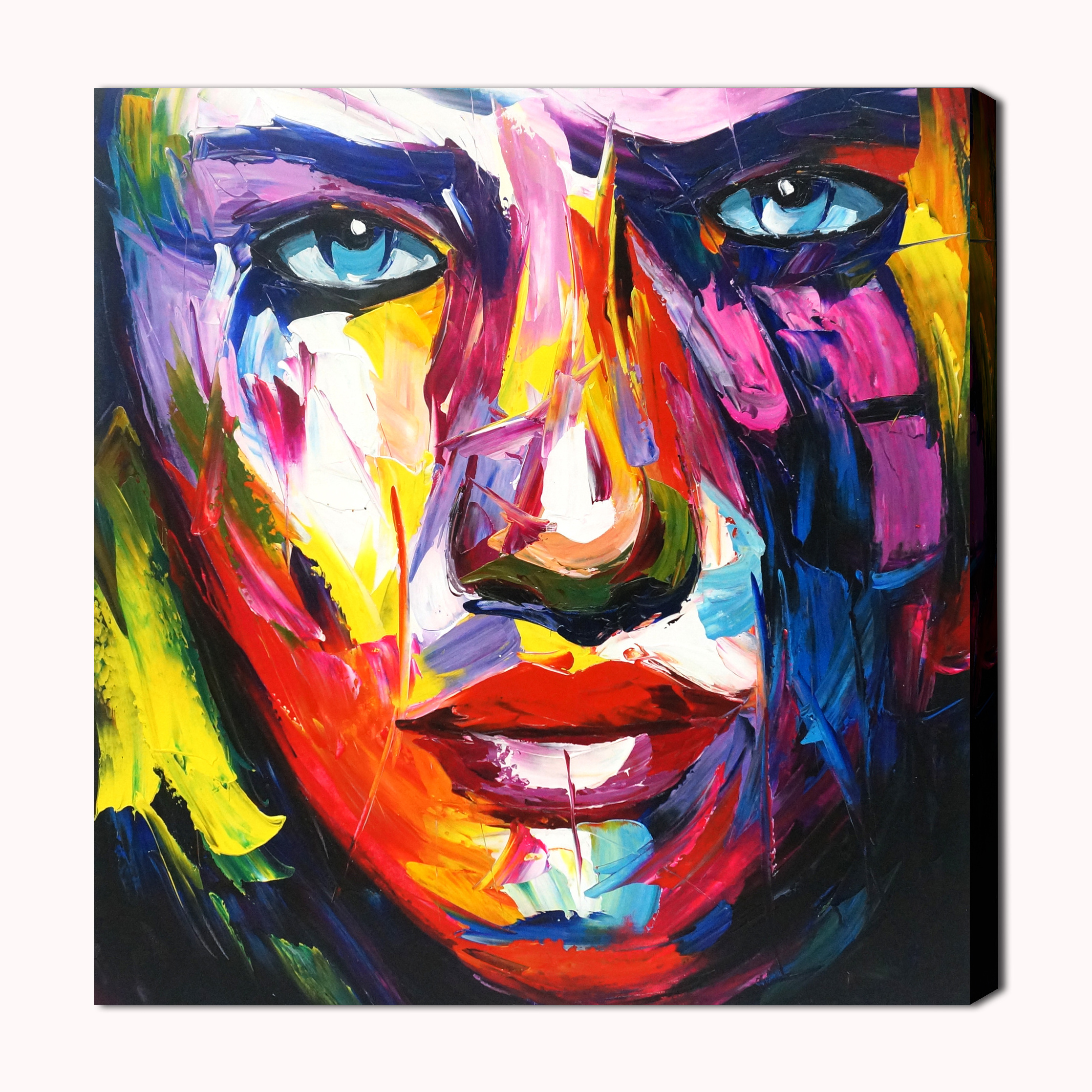 Palette Knife Portrait Face Oil Painting Colorful Hand Painted POP Art Painting