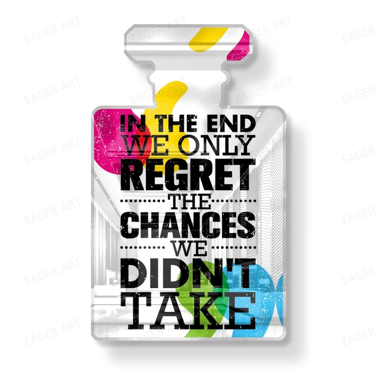 Custom Modern Painting Inspirational Picture Bottle Unique shape resin paintings Pop Art Wall Printing Acrylic Home Decor