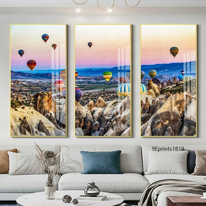 Living Room Decor 3 Panel Turkey hot air balloon Landscape Acrylic Printing Modern Crystal Porcelain Painting