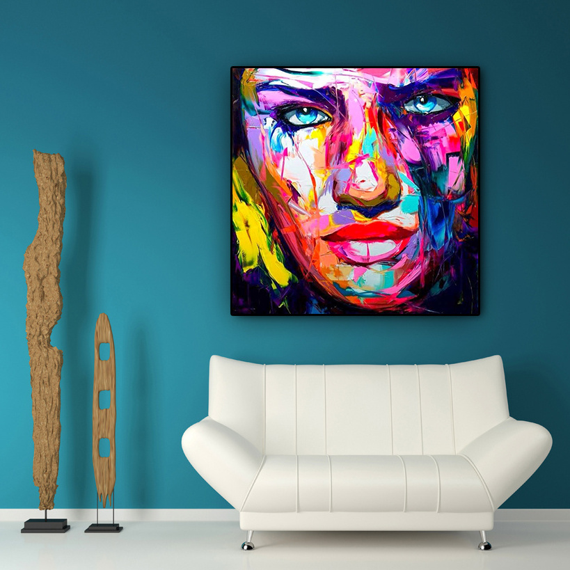 Palette Knife Portrait Face Oil Painting Colorful Hand Painted POP Art Painting