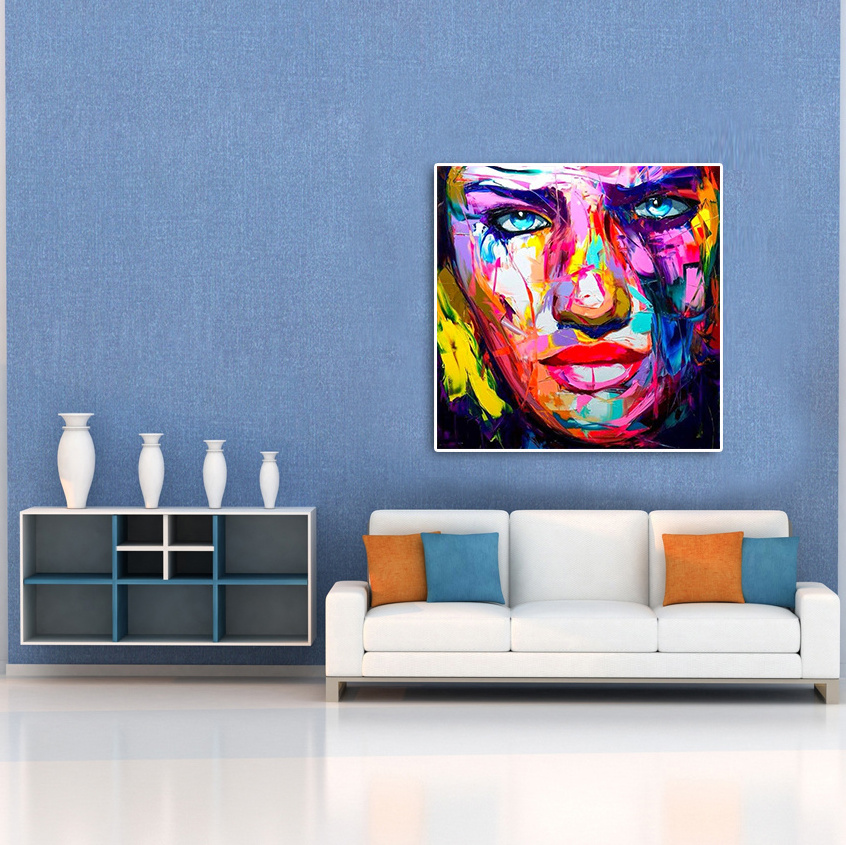 Palette Knife Portrait Face Oil Painting Colorful Hand Painted POP Art Painting