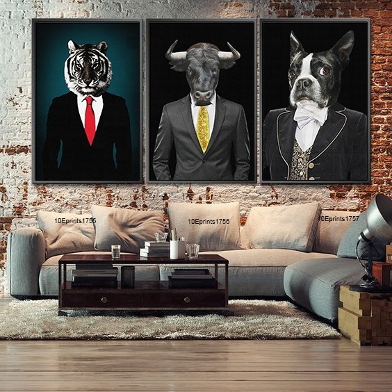 EagerArt Custom graffiti pop art culture tiger cow dog animal Painting canvas printed wall decor