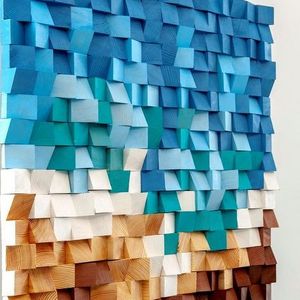 Sculptural Geometric Wall Art 3D Cubes Wood Artwork Living Room Porch Corridor Decoration Relief Geometry Painting