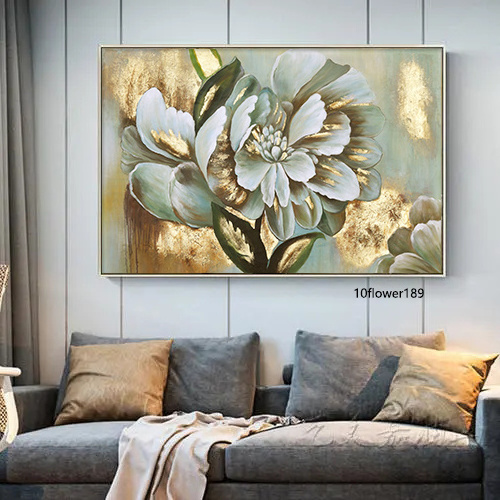 Hand Painted Flower Gold Foil Wall Art Oil Painting Classic Flowers Home Goods For Home Office Restaurant Decor