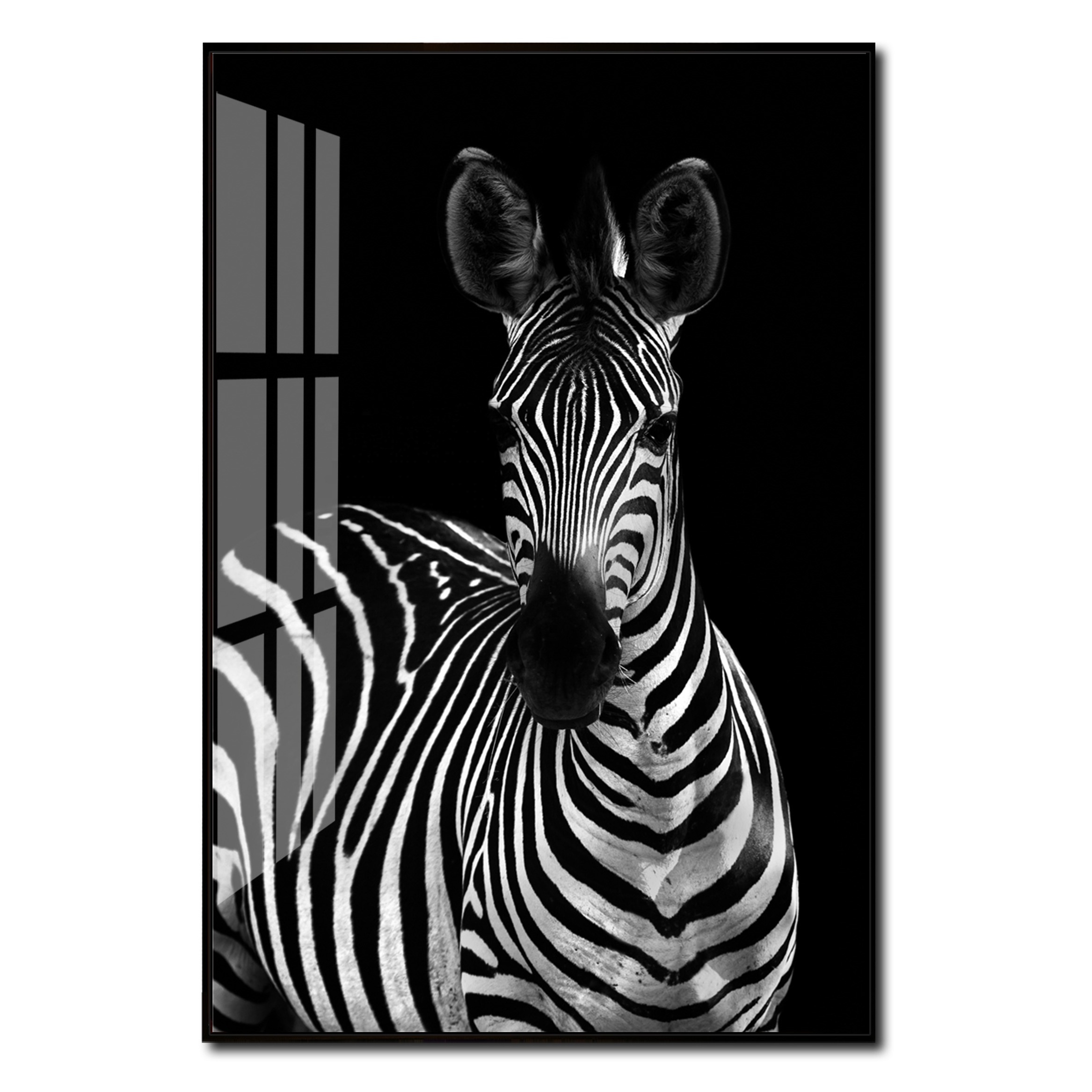 Black and White Animal Printed Home Decoration Resin Painting Living Room Metal Framed crystal porcelain paintings Wall Art