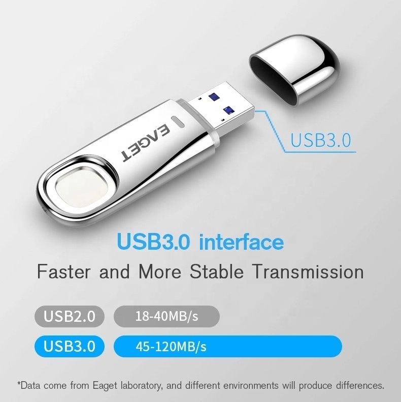 EAGET Custom Metal OTG 4GB 16GB 32GB 64GB 128GB 256GB Memorias USB 3.0 Pendrive Unidade Flash Stick Fingerprint USB Flash Drive