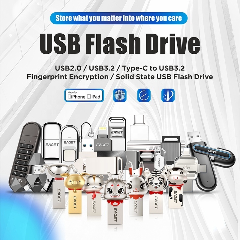 EAGET Custom Metal OTG 4GB 16GB 32GB 64GB 128GB 256GB Memorias USB 3.0 Pendrive Unidade Flash Stick Fingerprint USB Flash Drive