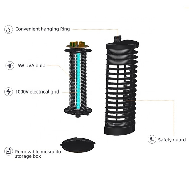 Flying Insect Trap Indoor Outdoor Electrical Bug Zapper Uv Light 4w 6w Anti-Mosquito Smart Electric Shock Mosquito Killer Lamp