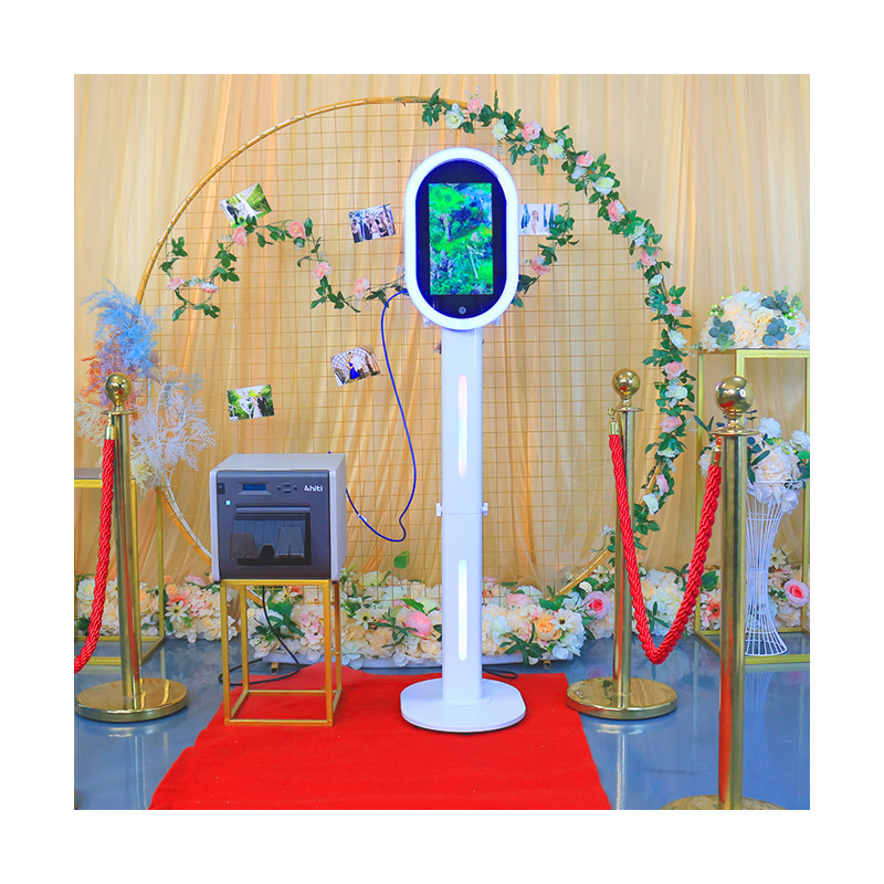 social party mini wholesale flight case  smart photobooth machine magic selfie oval mirror stand up photo booth kiosk for events