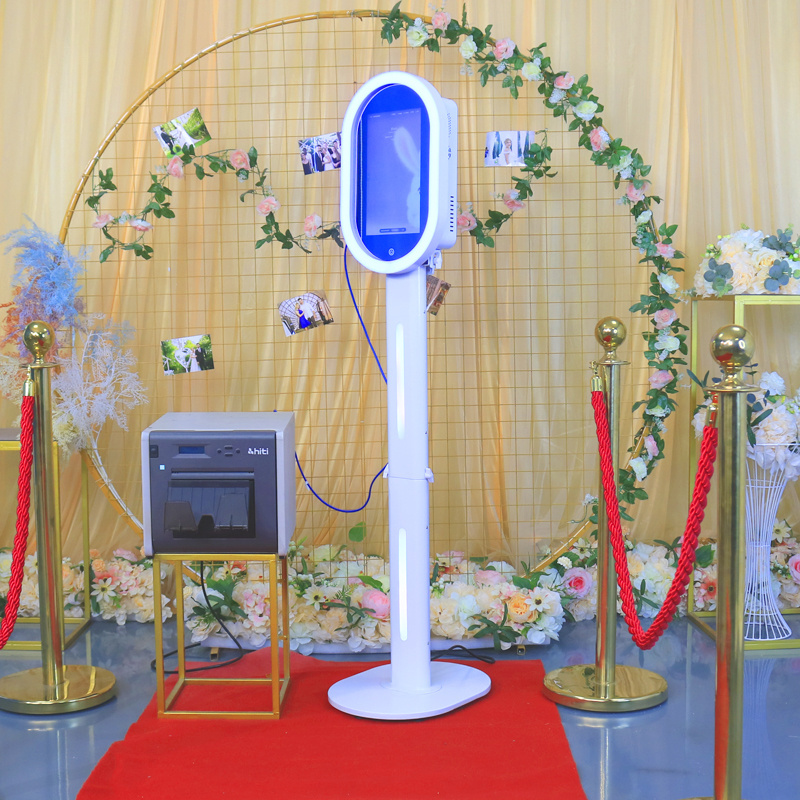 social party mini wholesale flight case  smart photobooth machine magic selfie oval mirror stand up photo booth kiosk for events