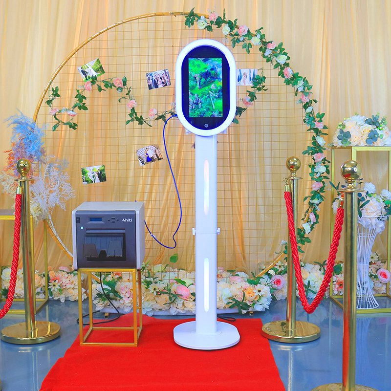 social party mini wholesale flight case  smart photobooth machine magic selfie oval mirror stand up photo booth kiosk for events