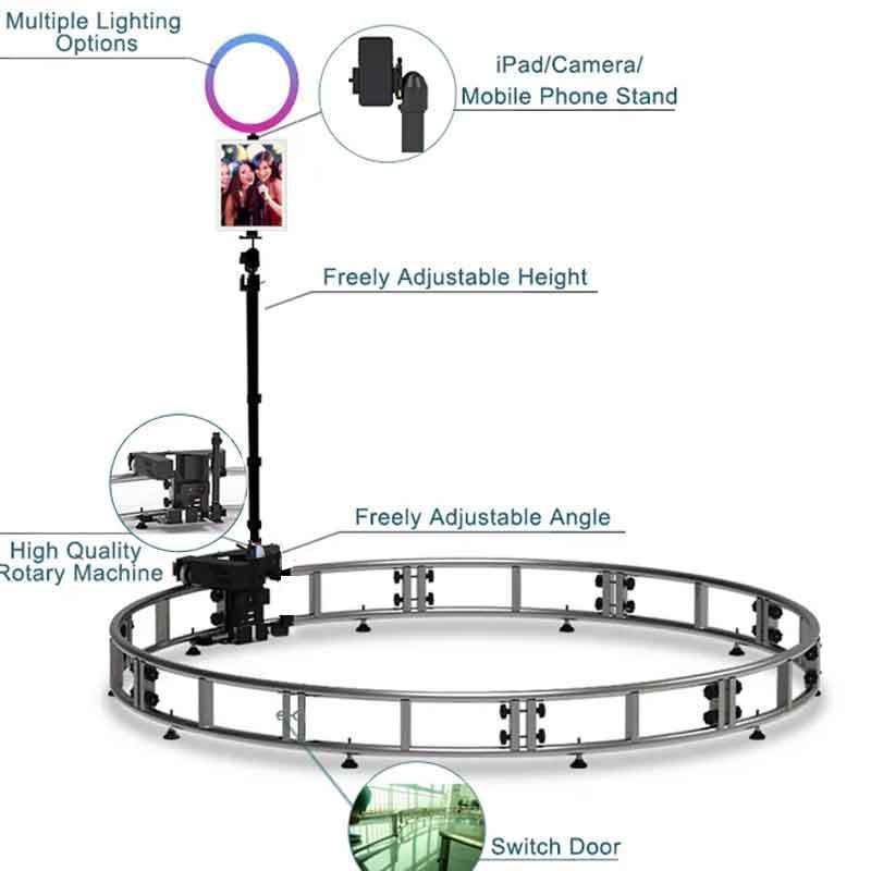 hot sale ring roamer selfie station 360-photo-booth 360 spin camera video booth ipad photobooth trackstar 360 photo booth autom